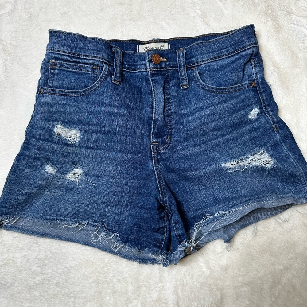 Madewell Blue Distressed Jean Shorts